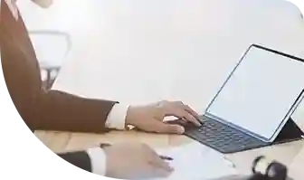 Adult working on a computer
